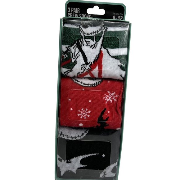 Disney Nightmare Before Christmas Mens Crew Socks 3 Pack Shoe Size 8-12 Bioworld - Picture 1 of 12